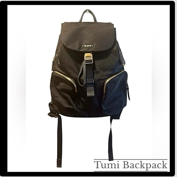 Tumi Backpack Rivas Nylon and Leather Trimmed with Gold Hardware - Picture 5 of 17